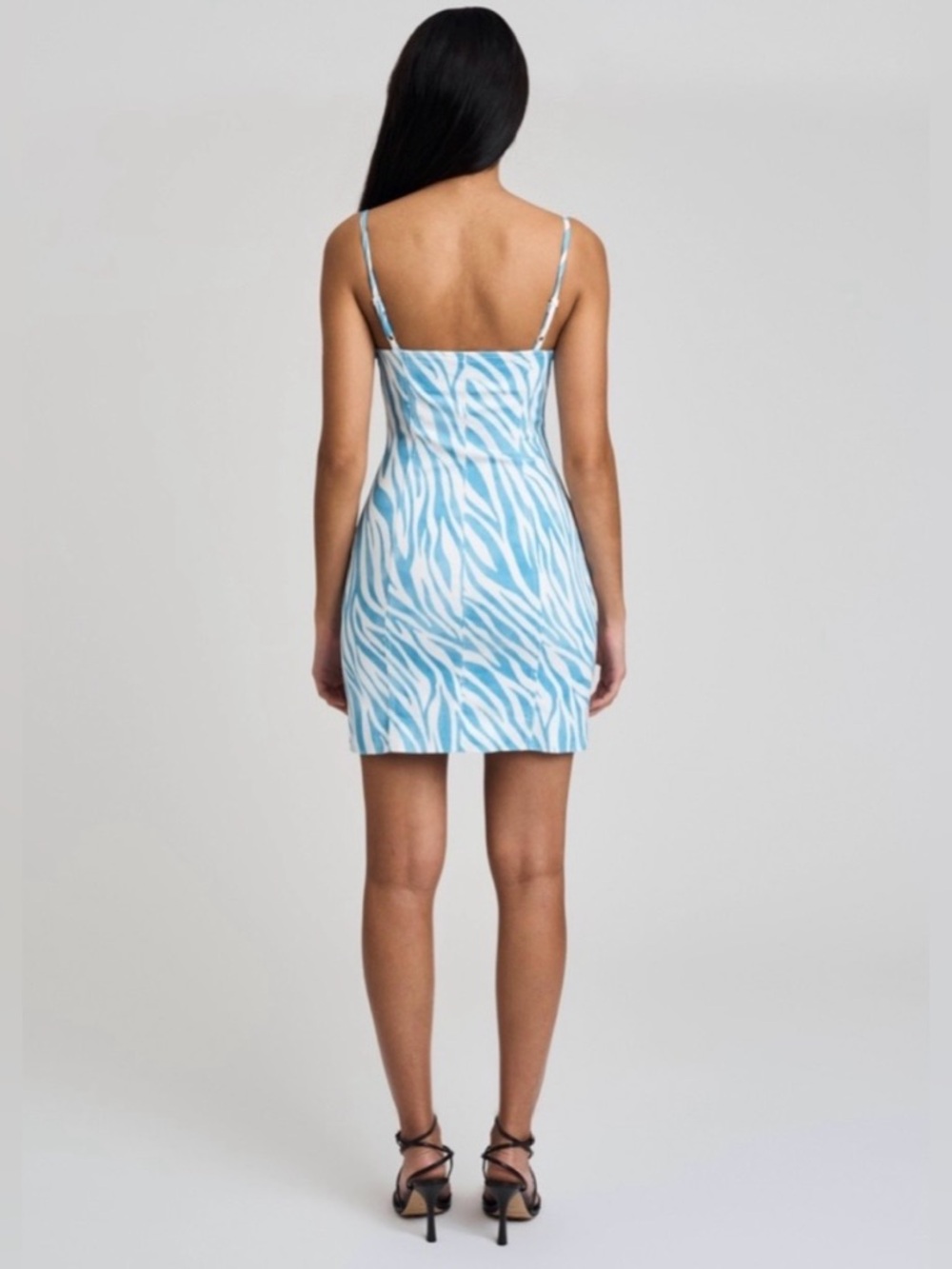 Derek Lam 10 Crosby Blair Bustier Mini Dress In Blue Zebra Stripe Size 4 - Picture 6 of 10